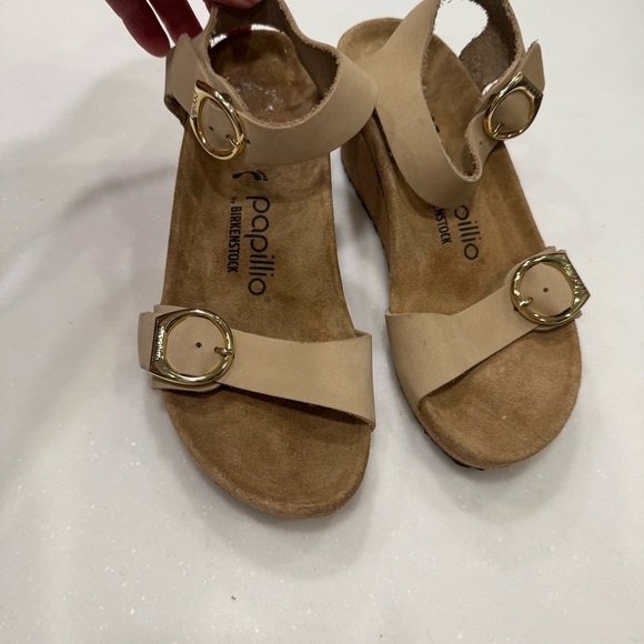 Papillio Birkenstock Women's Sz US 6-6.5 EU 37 Soley Ring Tan Sandals Wedge NEW! - Picture 3 of 9